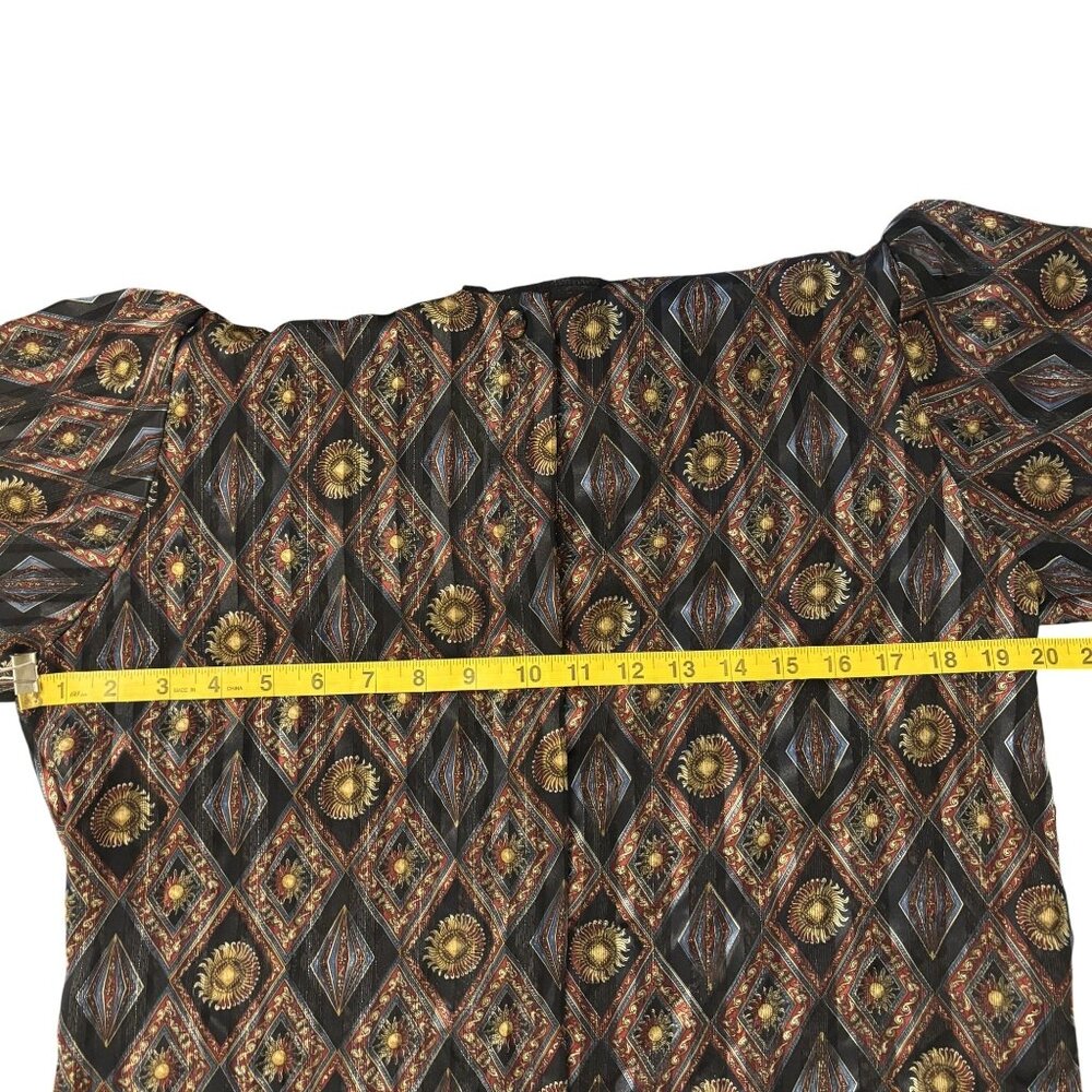 Vintage Yves St. Clair Button-Up Blouse Diamond Print Long Sleeve Size 10 - Picture 11 of 12